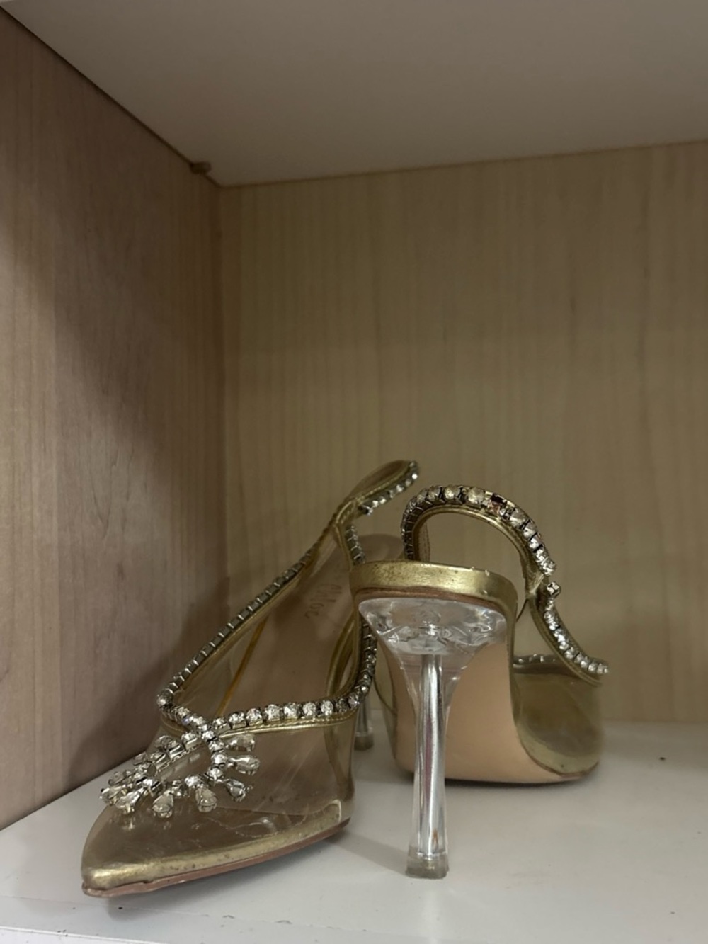 Amazon Gold Rhinestone Slingback Heels